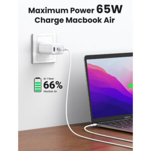 UGREEN 90495 (2C/1A) 65W FAST CHARGER WHITE US