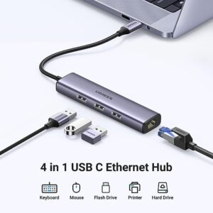 UGREEN 60600 USB C TO 3 Port USB 3.0 Hub with Gigabit Ethernet