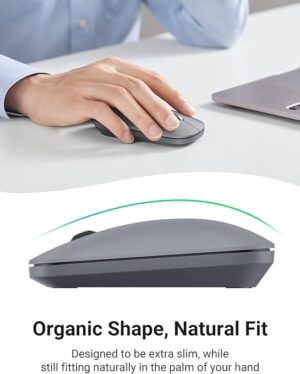 UGREEN 90373 Portable Wireless Mouse: Sleek Grey Design for On-the-Go Convenience