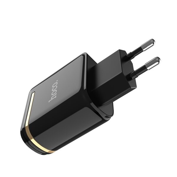 HOCO C39A 12W 2.4A Dual USB Charger with LED Display (Black) EU Plug - Image 2