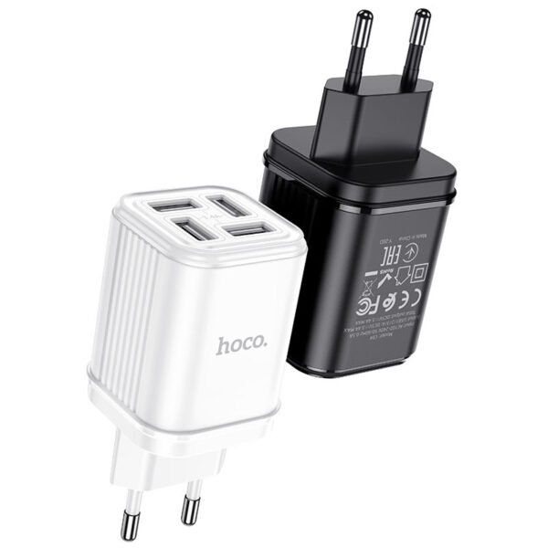 HOCO C84A Resolute 4-Port USB Wall Charger (Black) EU Plug - Image 4