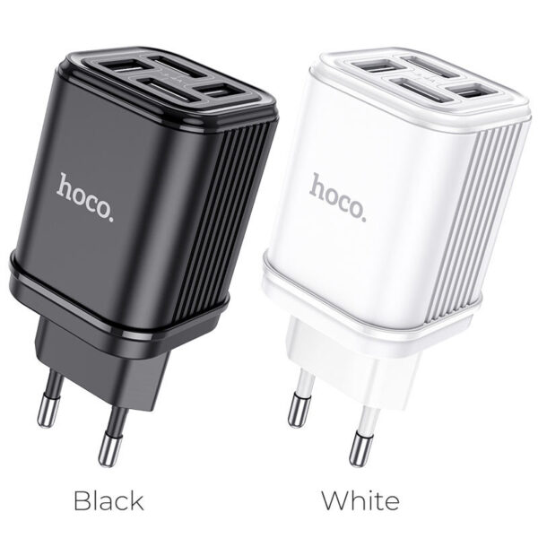 HOCO C84A Resolute 4-Port USB Wall Charger (Black) EU Plug - Image 5