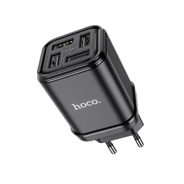 HOCO C84A Resolute 4-Port USB Wall Charger (Black) EU Plug - Image 6
