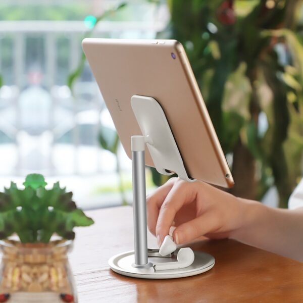HOCO PH15 Tabletop Stand Premium Aluminum Alloy Holder in Silver for Smartphones & Tablets - Image 2