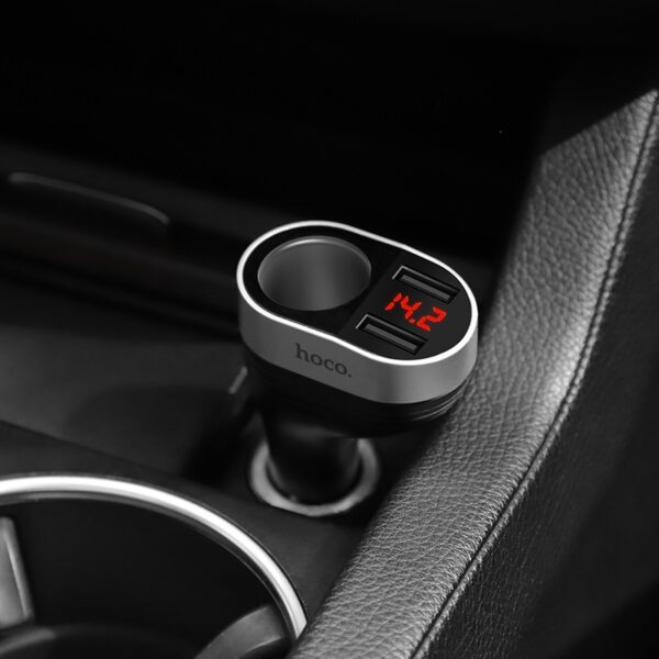HOCO Z29 Regal Cigarette Lighter Car Charger with Dual USB Ports LED Digital Display - Image 5