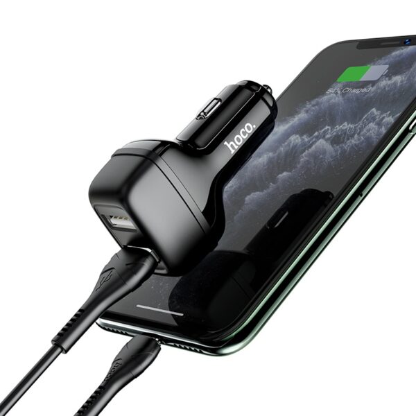 HOCO Z36 Leader Car Charger 5V/2.4A Dual Port Set with Type-C Cable - Image 5