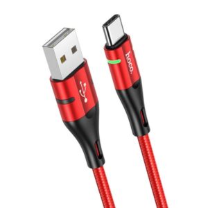 HOCO U93 SHADOW USB TO TYPE-C CHARGING DATA SYNC CABLE – RED