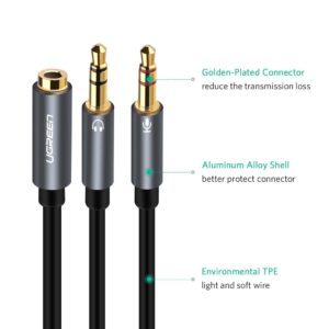 UGREEN 20899 3.5MM F/M TO 2 MALE AUDIO CABLE