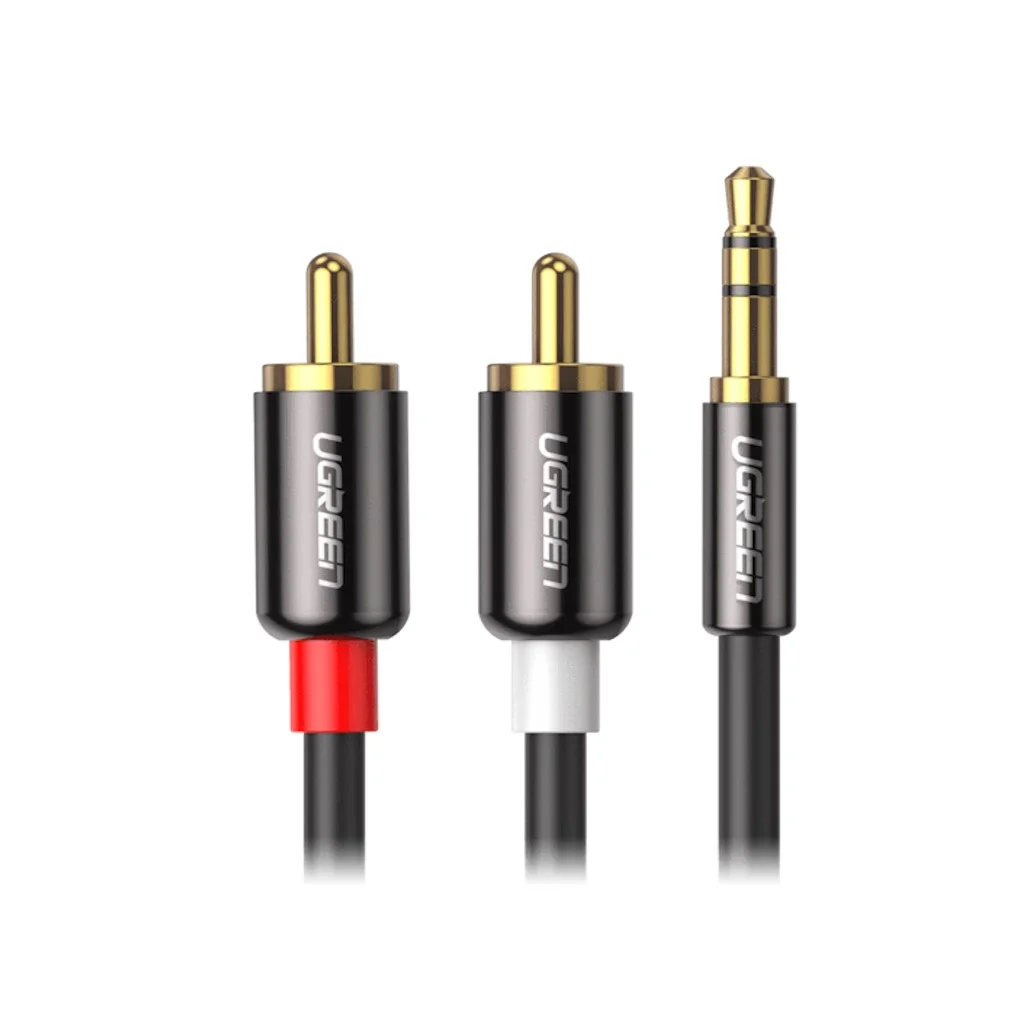 UGREEN Cavo RCA A Jack 3.5mm 2 Metri – Adattatore Y Stereo In Nylon Per Home Theater, Subwoofer E Amplificatori