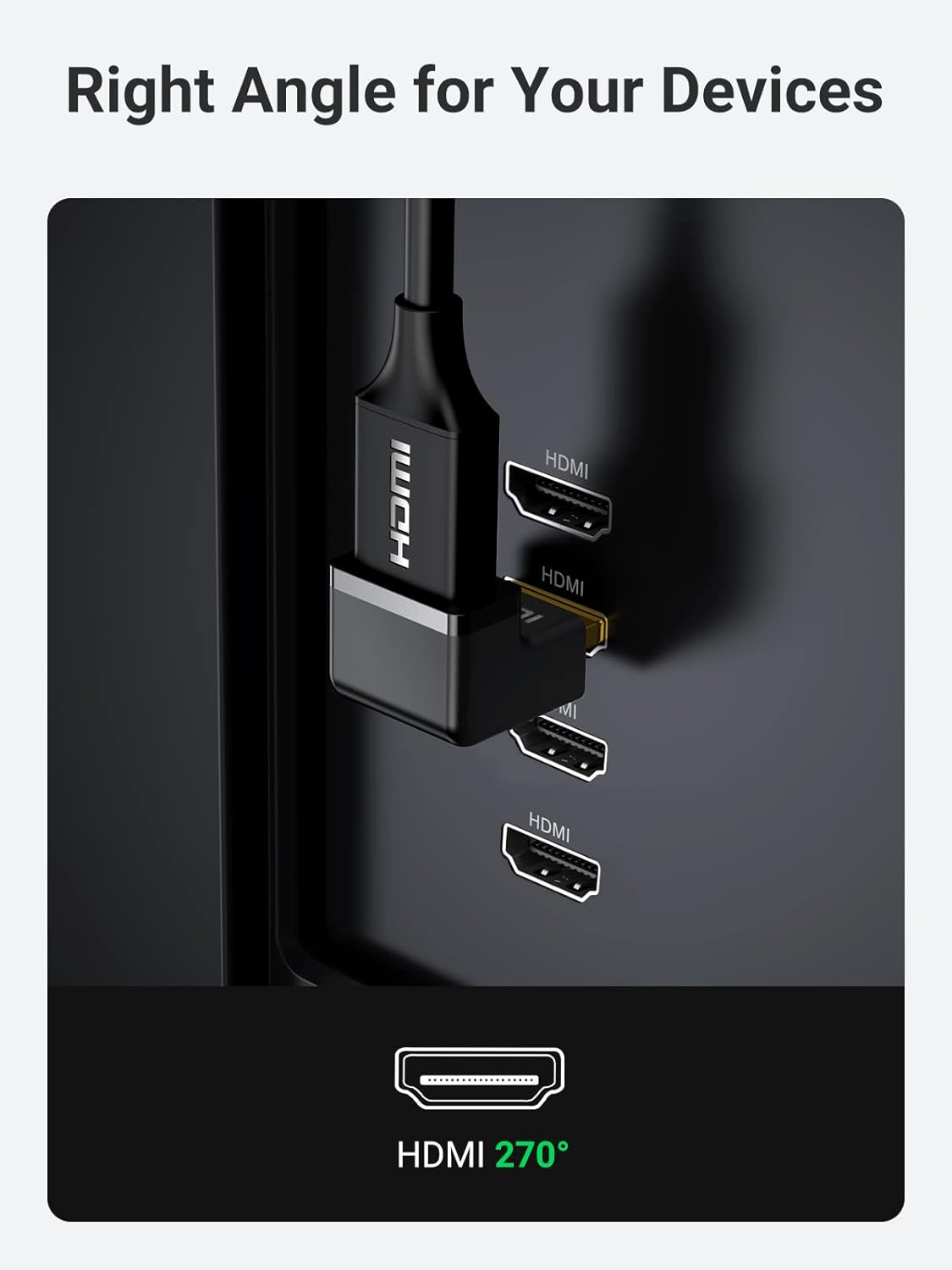 Zeskit HDMI Adapter Male To Female Right Angle, Zinc Alloy Full Shielding 24K Gold Plated Connectors (SIDE-90/N