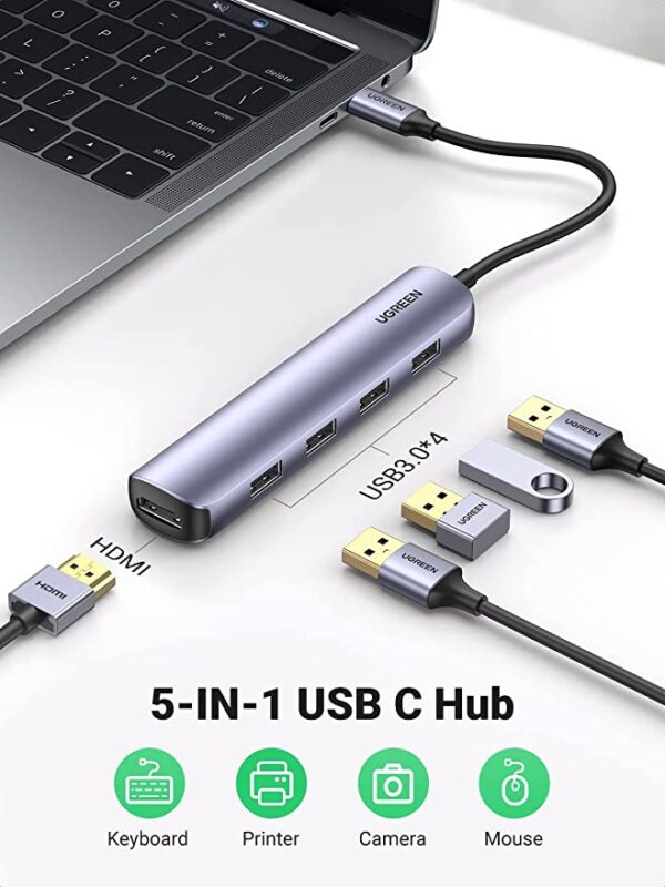 UGREEN 20197 USB C 5-in-1 Multiport Hub HDMI 4K@30Hz with 4 USB 3.0 Ports - Image 2