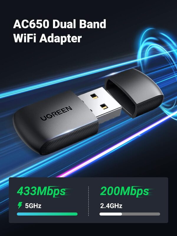 UGREEN 20204 AC650 Dual Band USB WiFi Dongle Mini Wireless - Image 2