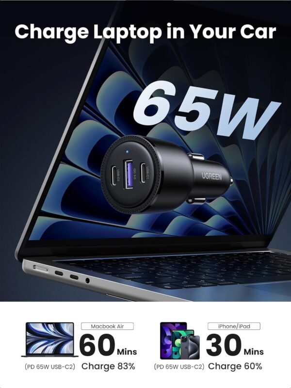UGREEN 20467 69W USB C Car Charger, PD 65W Type C Car Charger Fast Charging - Image 4