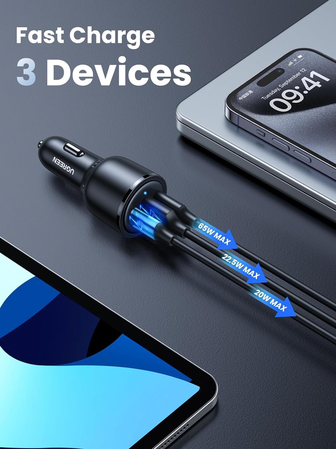 UGREEN 20467 69W USB C Car Charger, PD 65W Type C Car Charger Fast Charging - Image 2
