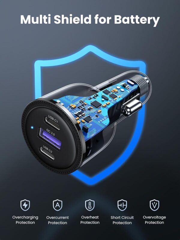 UGREEN 20467 69W USB C Car Charger, PD 65W Type C Car Charger Fast Charging - Image 5