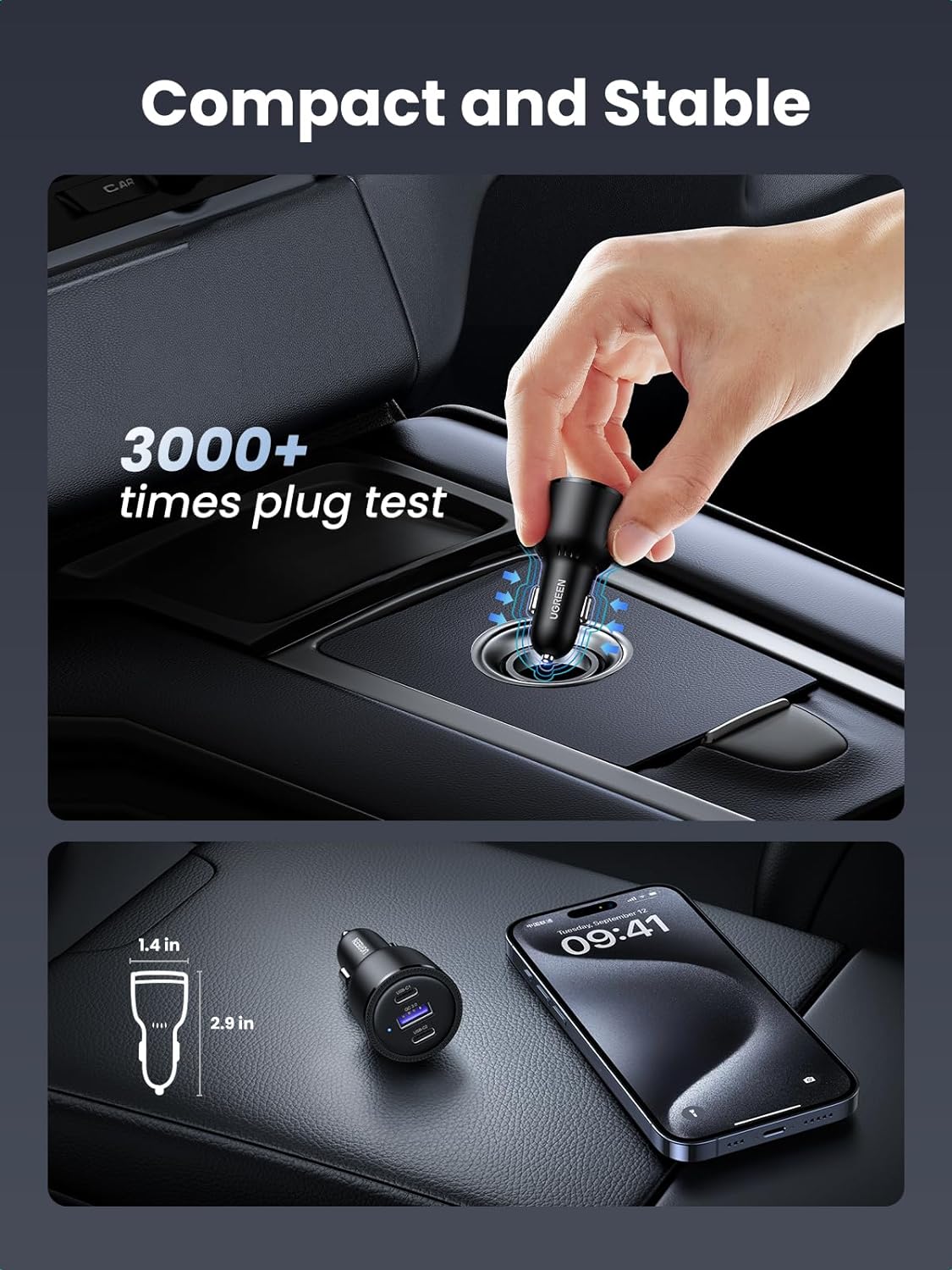 UGREEN 20467 69W USB C Car Charger, PD 65W Type C Car Charger Fast Charging - Image 3