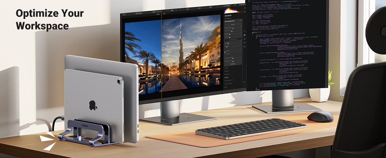 UGREEN 20471 Vertical Laptop Stand Holder for Desk Adjustable Aluminum Stand 004