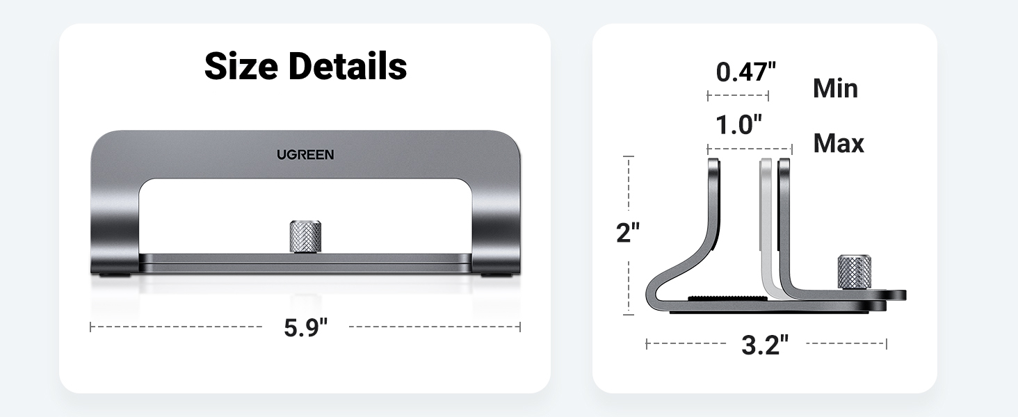 UGREEN 20471 Vertical Laptop Stand Holder for Desk Adjustable Aluminum Stand 007