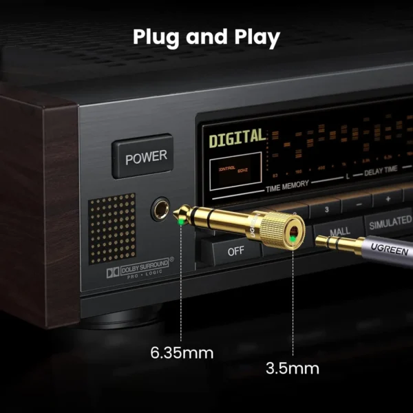 UGREEN 20503 6.35mm Male to 3.5mm Female Stereo Headphone Adapter (Gold Plated) - Image 5