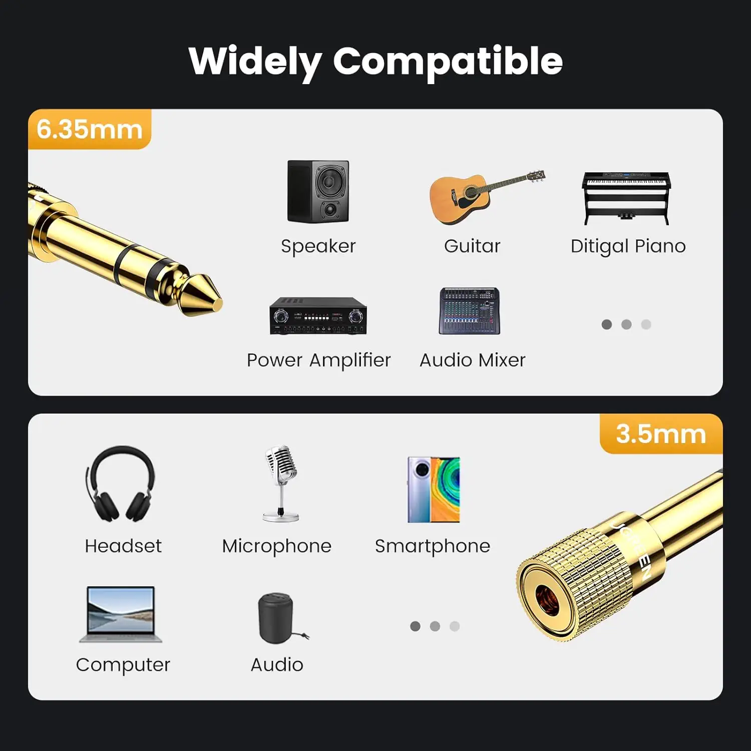 Steren 24-Pack 3.5mm Female To 1/4" Male Stereo Headphone Adapters - Black (251-160)