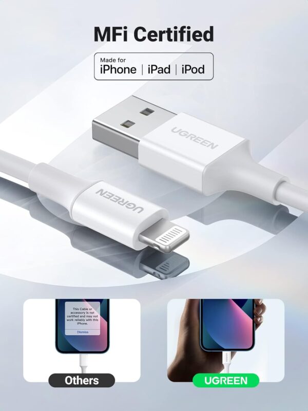 UGREEN 20728 iPhone MFi Certified Lightning Charger Cable (1 Meter) for iPhone 14/14 Pro/14 Plus/14 Pro Max - Image 3