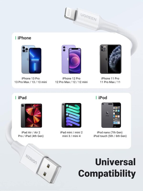 UGREEN 20728 iPhone MFi Certified Lightning Charger Cable (1 Meter) for iPhone 14/14 Pro/14 Plus/14 Pro Max - Image 4