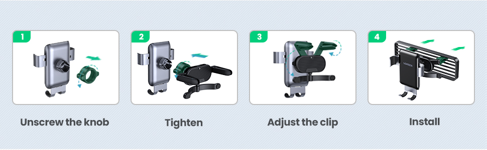 UGREEN 30401 Gravity Phone Holder for Round Air Vent Universal Car Mount 002