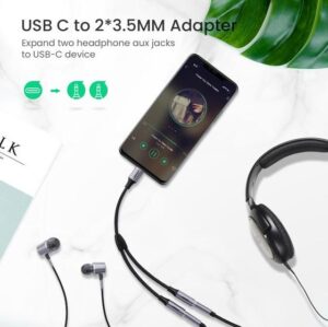 UGREEN 30732 USB TYPE-C TO 3.5MM 2 FEMALE AUDIO CABLE