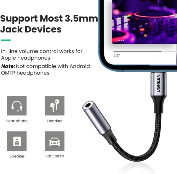 UGREEN 30756 iPhone Lightning to 3.5mm Headphone Adapter - Image 9