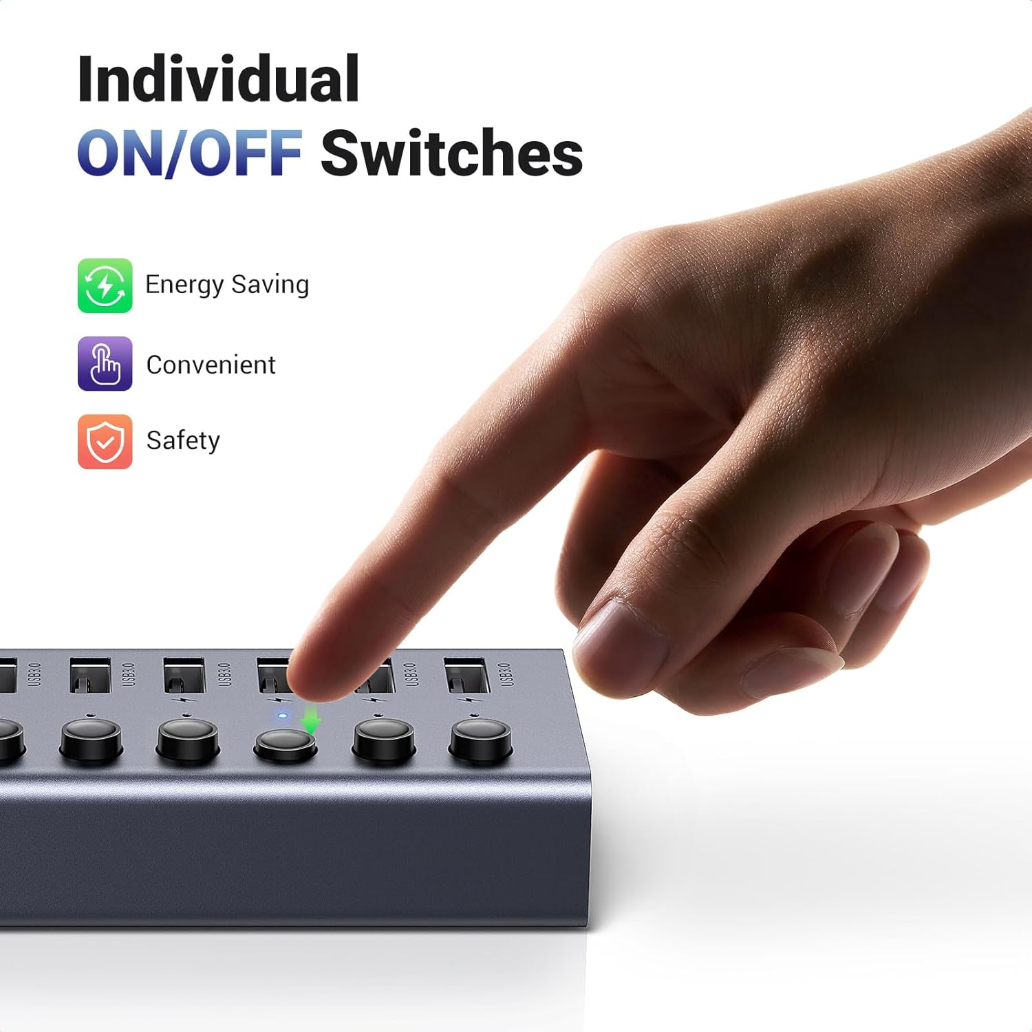UGREEN 30778 7-Port USB 3.0 Adapter with 4 Smart Charging Ports - Image 6