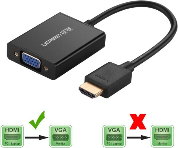 UGREEN 40233 HDMI to VGA Adapter with Audio and Micro USB 1080P Full HD Gold-Plated Converter - Image 6
