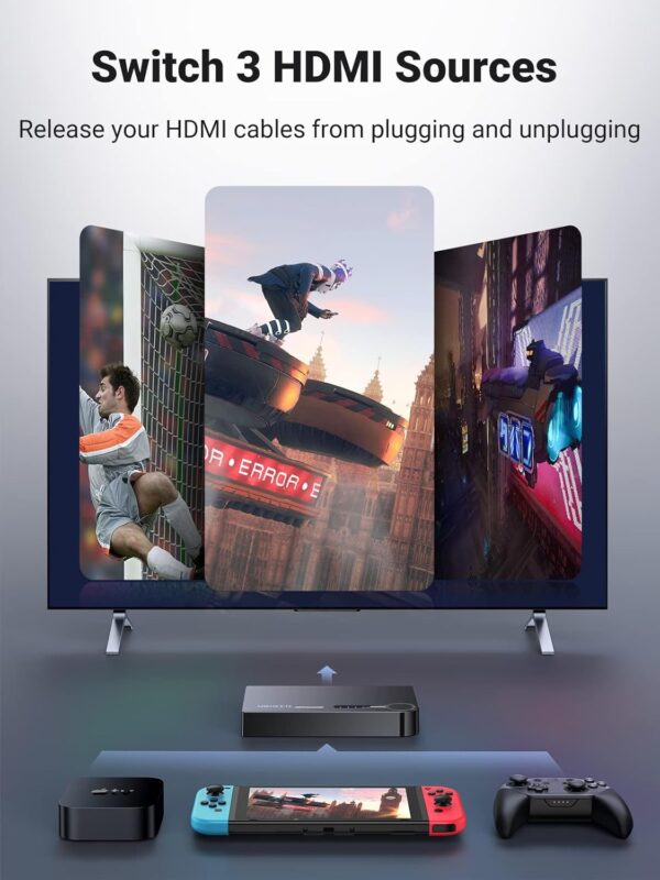 UGREEN 40234  3-In-1-Out 4K Full HD 1080P 3D HDMI Switcher - Image 2