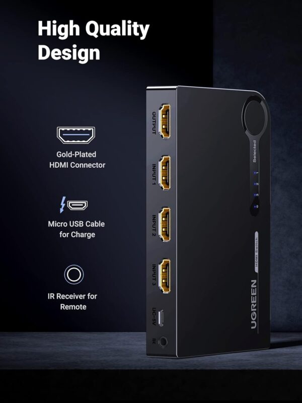 UGREEN 40234  3-In-1-Out 4K Full HD 1080P 3D HDMI Switcher - Image 6