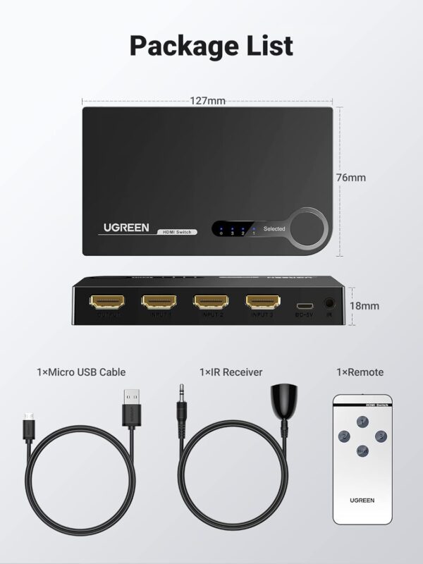 UGREEN 40234  3-In-1-Out 4K Full HD 1080P 3D HDMI Switcher - Image 8