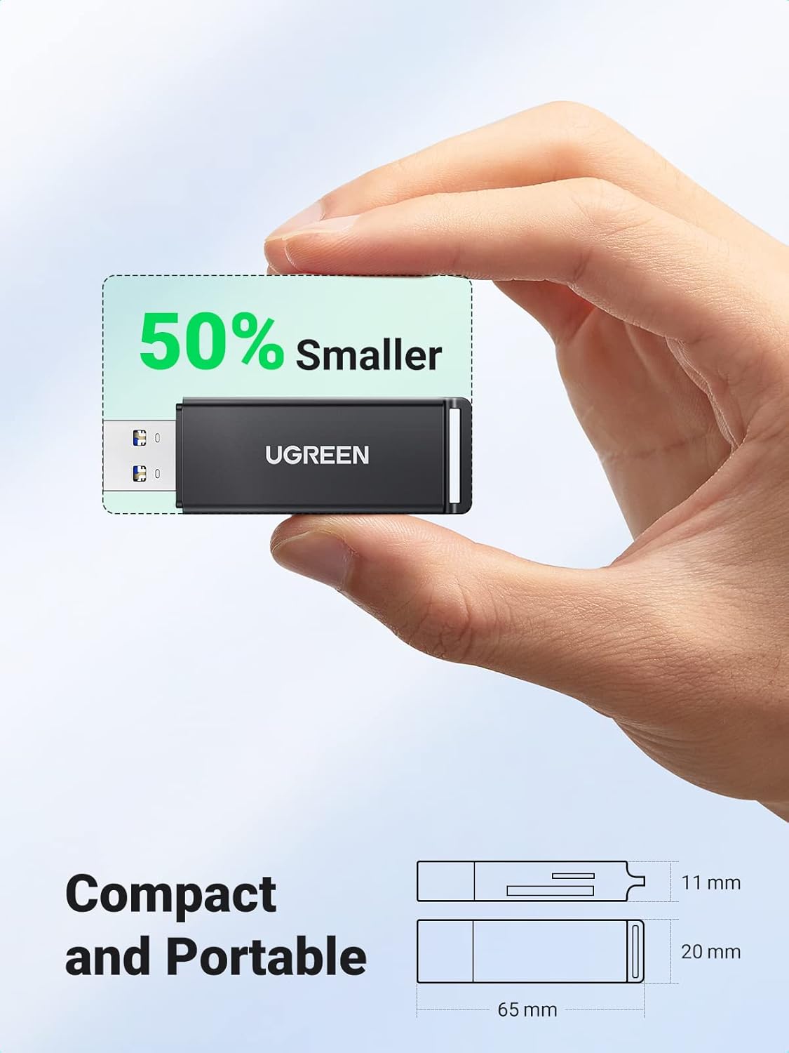 UGREEN 40752 USB 3.0 SD Card Reader Compatible with SD, Micro SD, SDXC, SDHC, MMC, RS-MMC, UHS-I - Image 6