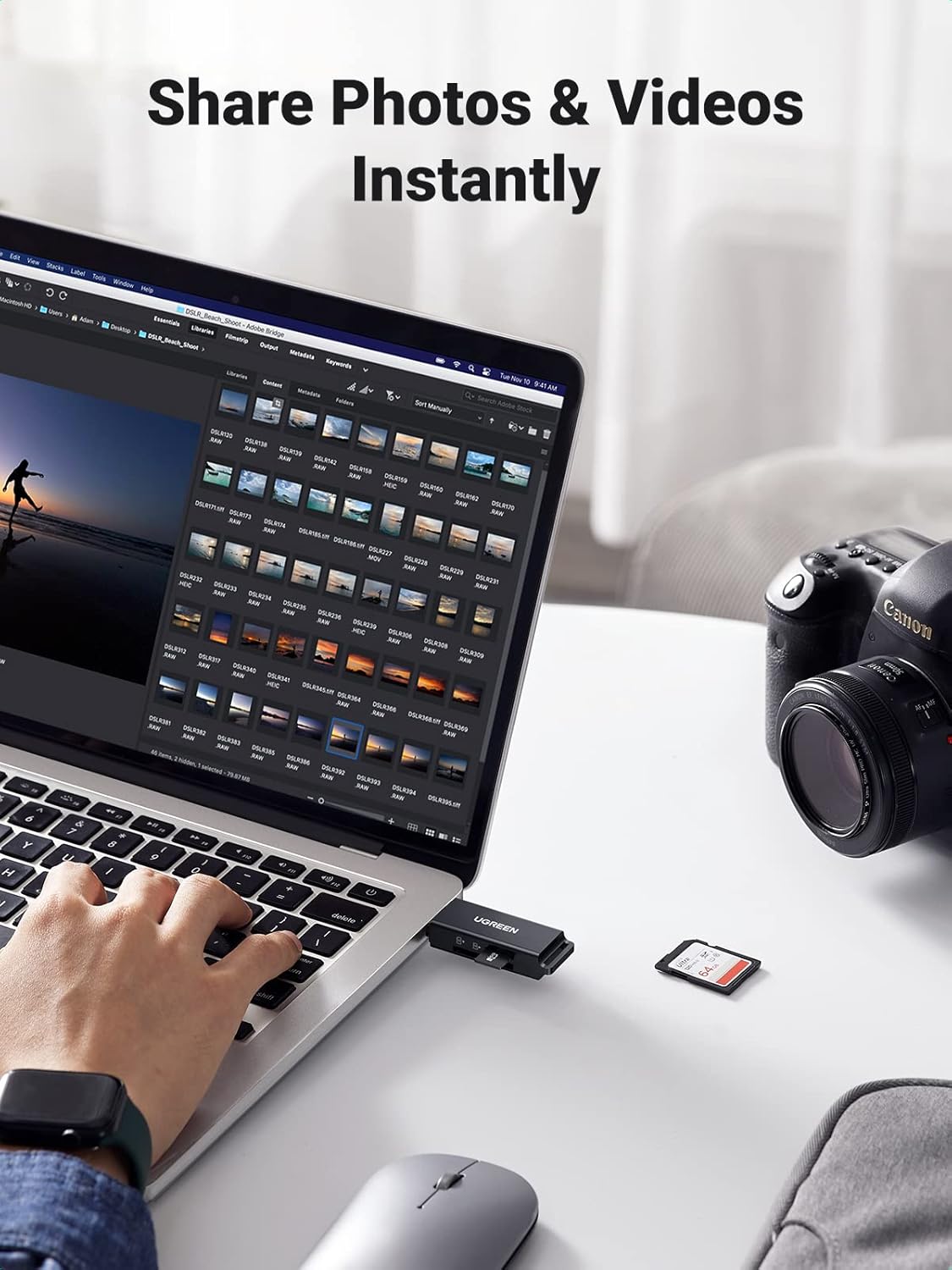 UGREEN 40752 USB 3.0 SD Card Reader Compatible with SD, Micro SD, SDXC, SDHC, MMC, RS-MMC, UHS-I - Image 7
