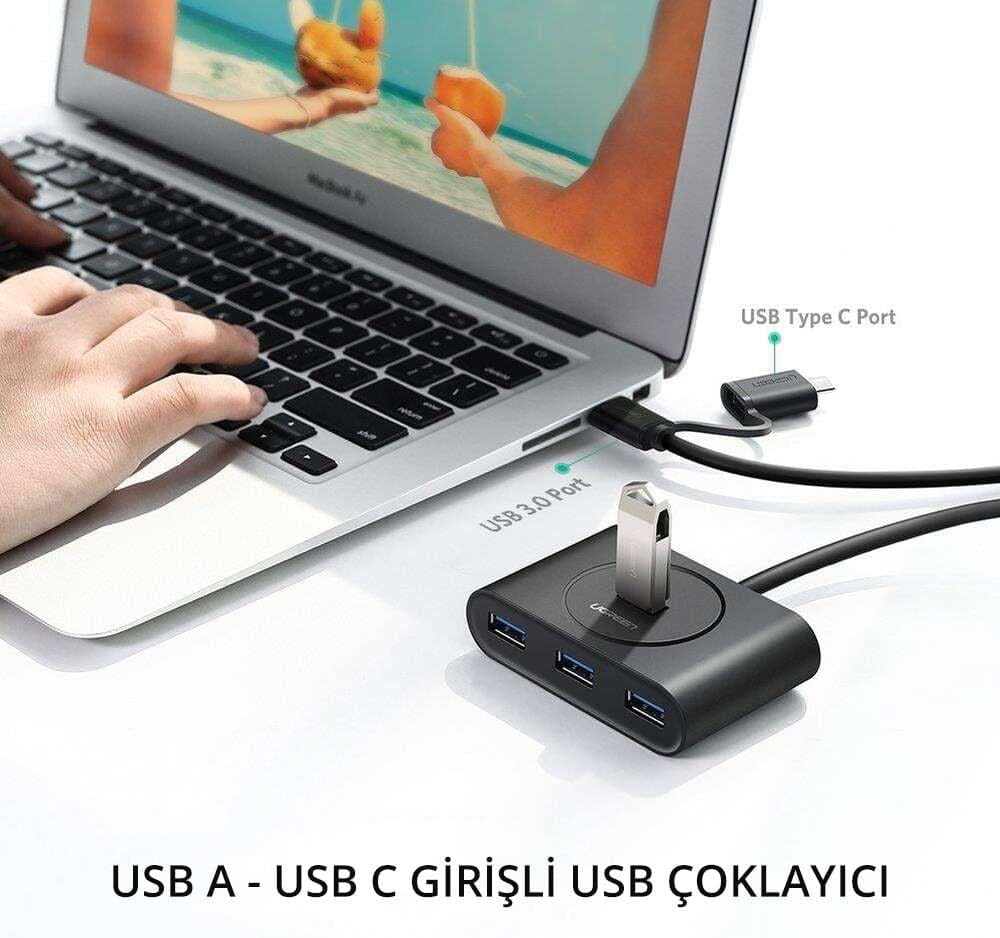 UGREEN 40850 USB 3.0 Hub with OTG (USB-C Plug) - Image 2