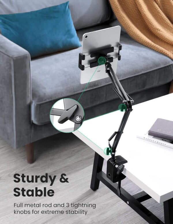 UGREEN 50394 Adjustable Tablet Stand - Long Arm Flexible Holder for iPad Pro/Air/Mini, iPhone, Nintendo Switch - Image 4