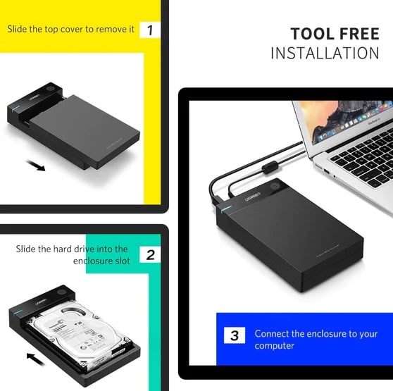 UGREEN 50422 3.5'' SATA External Hard Drive Enclosure - Image 2