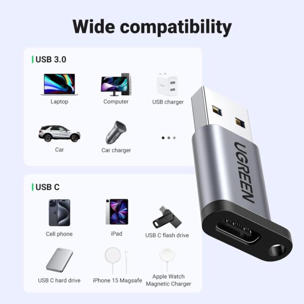 UGREEN 50533 10Gbps USB 3.0 Male to USB C Female Adapter - Image 5