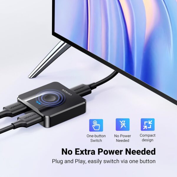 UGREEN 50966 HDMI 2 In 1 Out 4K@60Hz Bi-Directional HDMI Switcher - Image 5