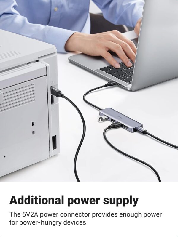 UGREEN 50985 Ultra Slim 4 Port USB 3.0 Hub with 5Gbps Data Transfer Powered USB C - Image 5