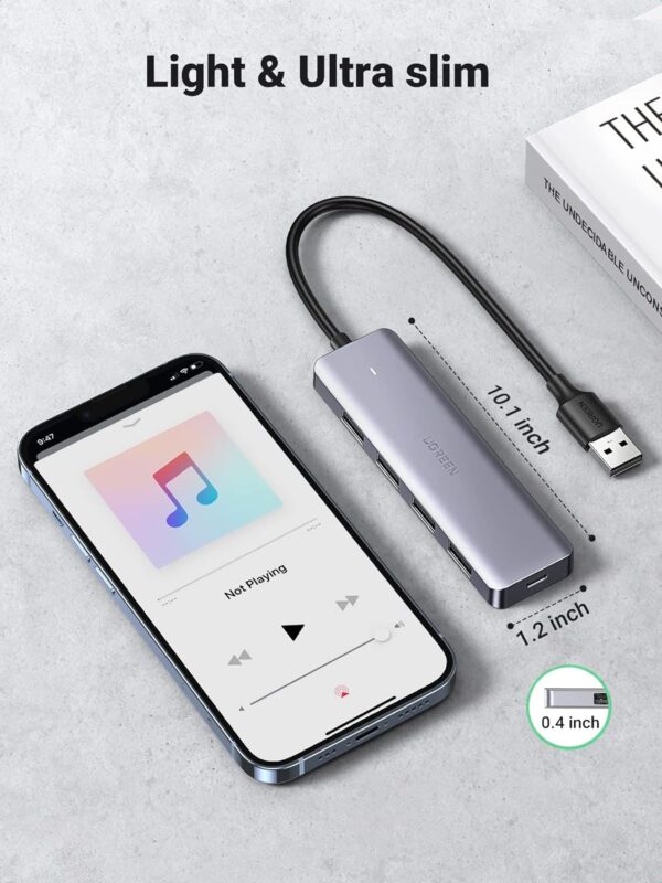 UGREEN 50985 Ultra Slim 4 Port USB 3.0 Hub with 5Gbps Data Transfer Powered USB C - Image 7