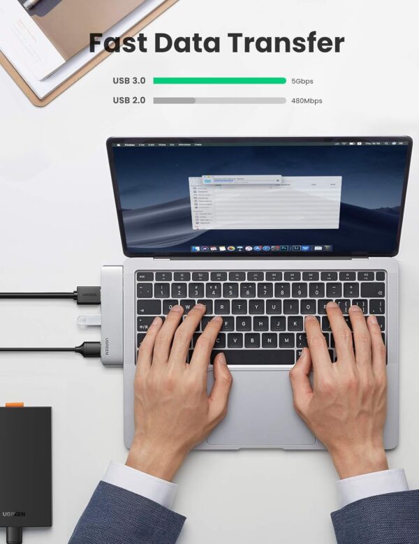 UGREEN 60559 5 in 1 MacBook Hub USB-C to 4K HDMI Thunderbolt 3 PD 100W - Image 4
