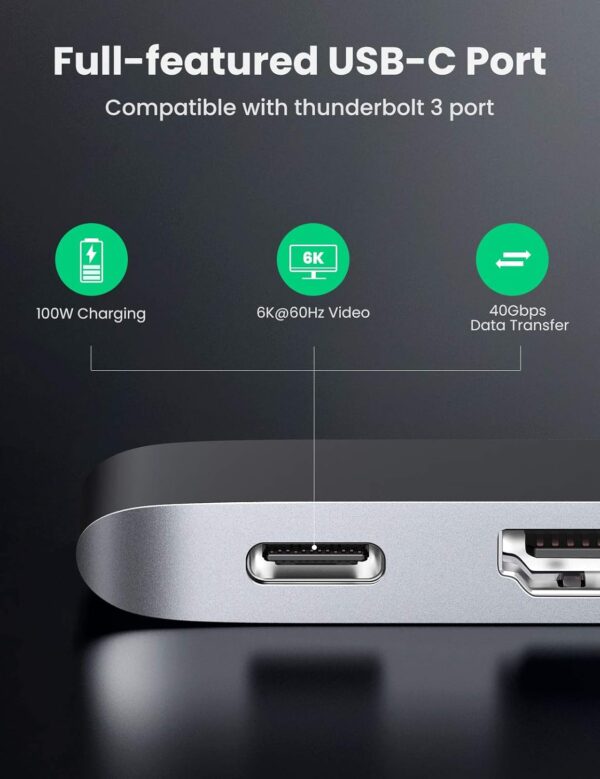 UGREEN 60559 5 in 1 MacBook Hub USB-C to 4K HDMI Thunderbolt 3 PD 100W - Image 5