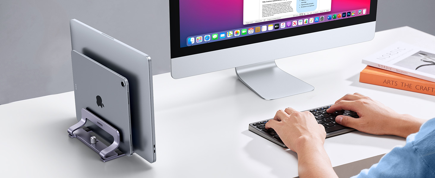 UGREEN 60643 2 Slot Vertical Laptop Stand Holder Desk Aluminum Stand 002