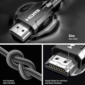 UGREEN 70321 8K HDMI 2.1 Braided Cable 2 Meter (Gray) HDMI Certified
