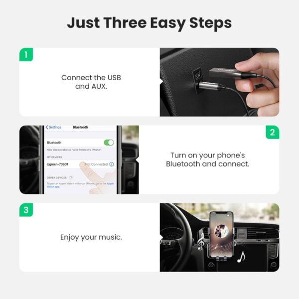 UGREEN 70601 Bluetooth Car Receiver with AUX - Image 5