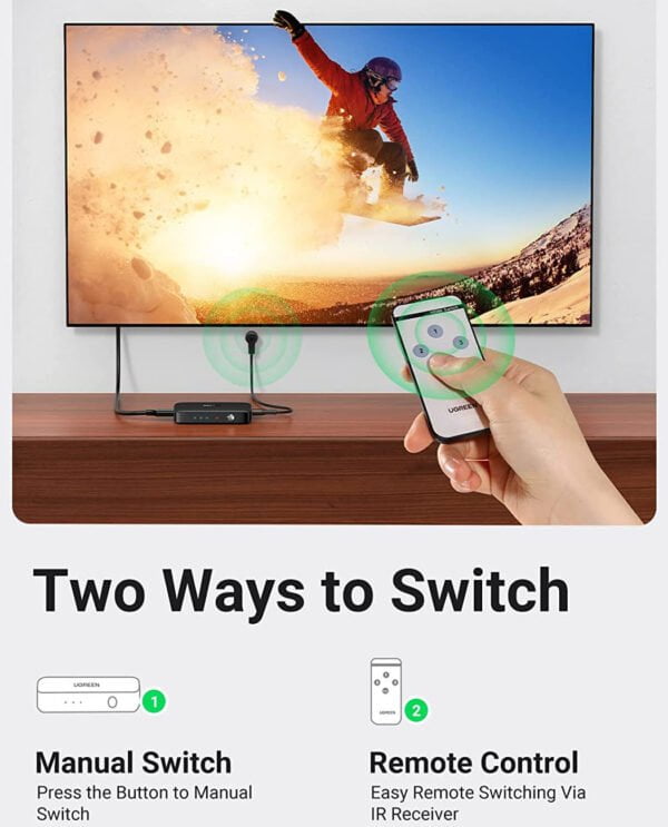 UGREEN 80125 HDMI SWITCHER 3 IN 1 OUT 4K @ 30HZ - Image 6