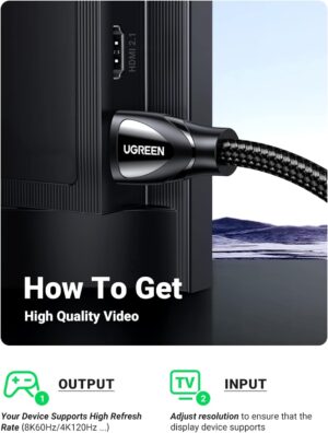 UGREEN 80401 8K HDMI to HDMI Braided Cable (1 Meter)